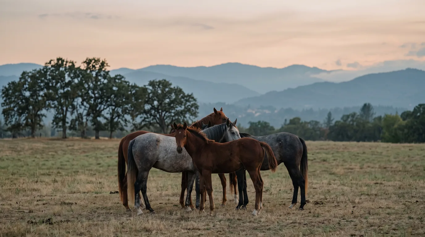 Chevaux en liberté, Les Écuries de la Chouette, Loire